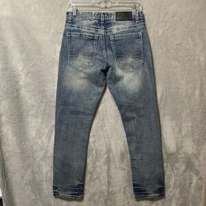 True Luck Jeans Men's 30x30 Blue Straight Leg Stretch Denim Distressed Faded
